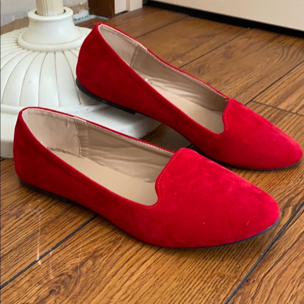 Red velvet flats
